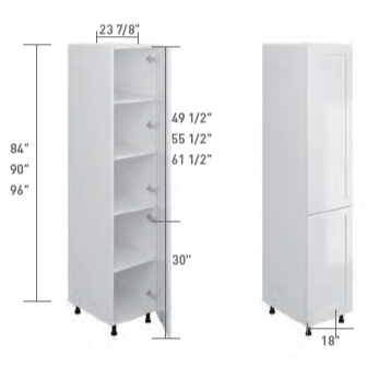 Slim Shaker Pantry Cabinet - Full Doors