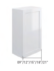 Slim Shaker Wall Cabinet - Standard 1 Door (30" - 42"H)