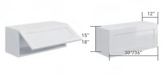 Slim Shaker Wall Cabinet - Stay Lift (15" - 18"H)