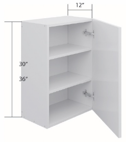 Slim Shaker Wall Cabinet - Standard 1 Door (30" - 42"H)