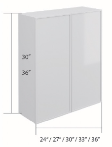 Slim Shaker Wall Cabinet - Standard 2 Door (30" - 42"H)